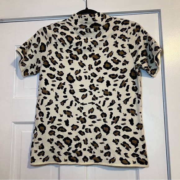 #73 ANTHROPOLOGIE FIELD & FLOWER NAOMI LEOPARD MOCK NECK SWEATER TOP $98 - Picture 2 of 5